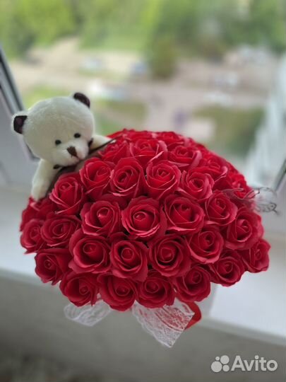 Букет роз 55 Мыльные розы Подарок