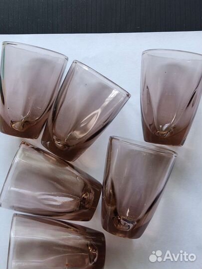 Посуда из СССР, 10 стопок, цветное стекло