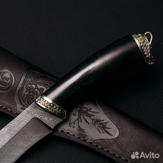 Нож Беркут - дамасская сталь, граб