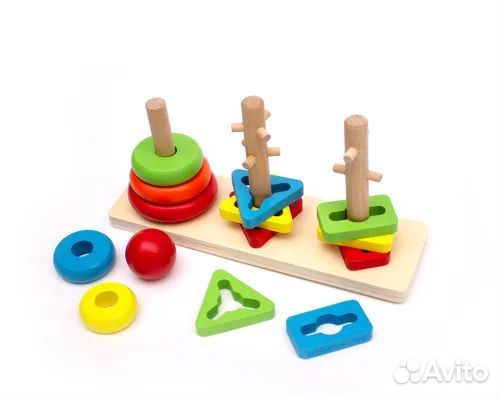Деревянные пирамидка, развивающие игрушки