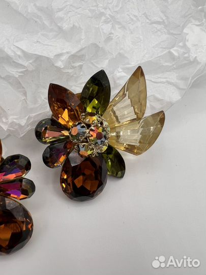 Винтажные клипсы с кристаллами аб Judith, США