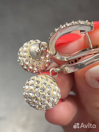 Серьги серебро со стразами Сваровски Swarovski