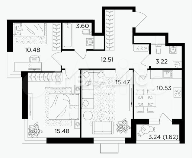 3-к. квартира, 72,9 м², 11/24 эт.