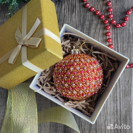 Новогодняя елочная игрушка. Ручная работа. Бисер