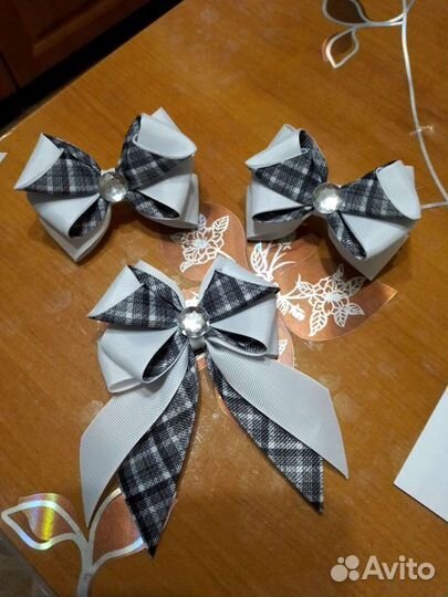 Школьный набор бантик-резинка + брошь