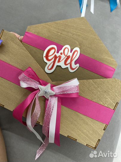 Конверт деревянный (девочка, мальчик) для цветов