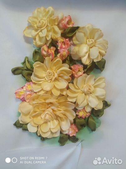 Вышитые картины атласная лента