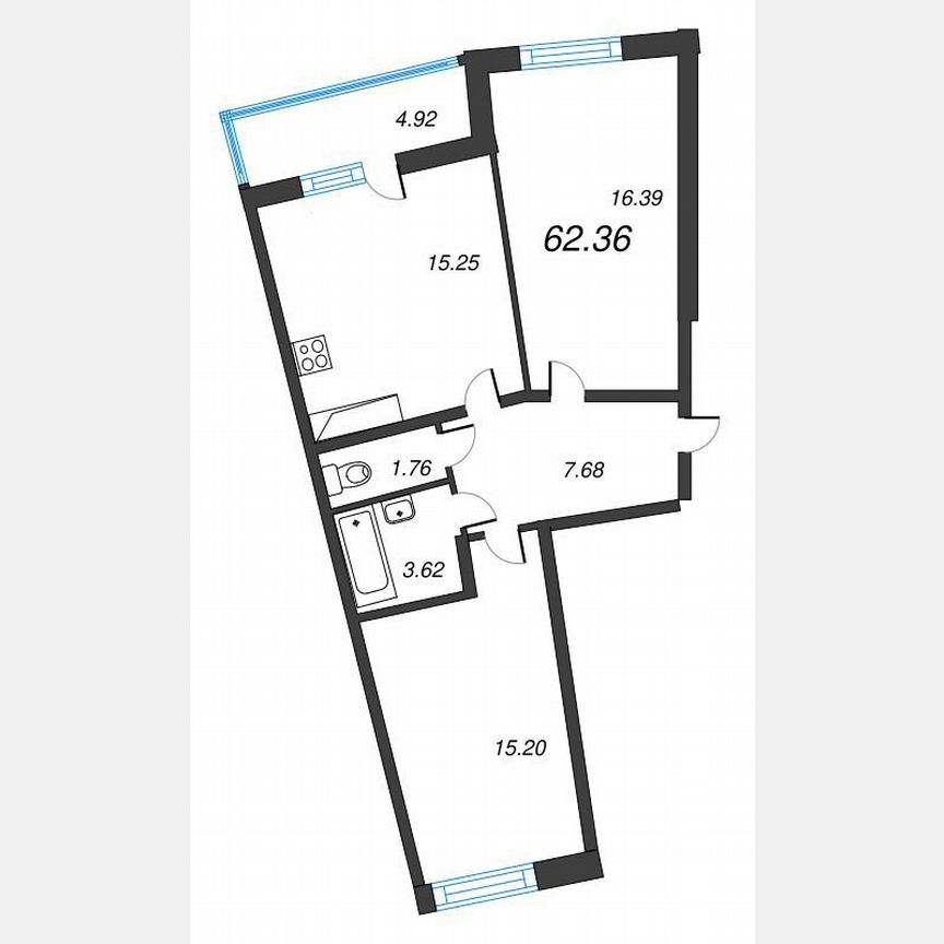2-к. квартира, 64,8 м², 18/22 эт.