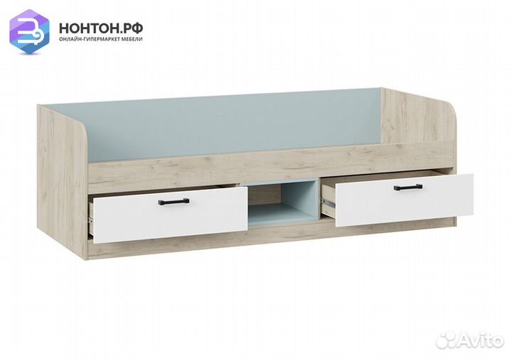 Кровать Оливер дуб крафт серый / белый / серо-голу