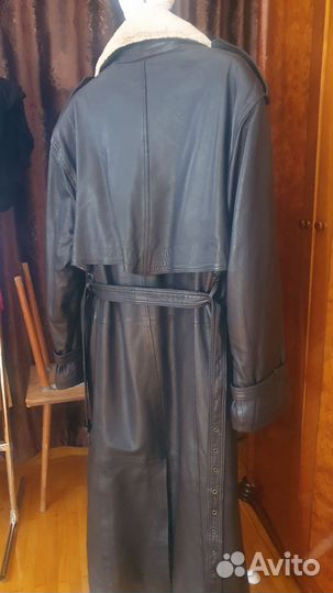 Кожаный плащ мужской длинный