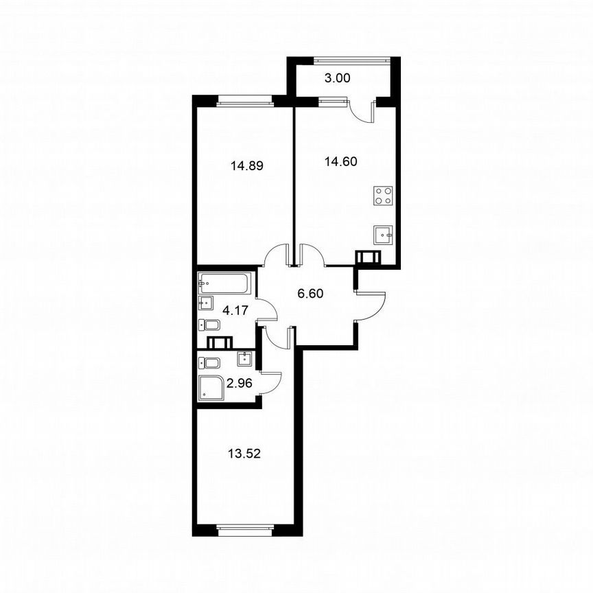 2-к. квартира, 58,2 м², 5/9 эт.