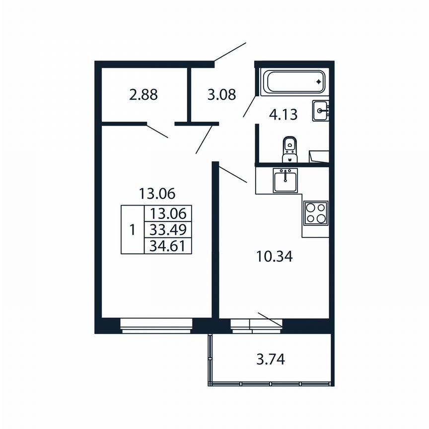 1-к. квартира, 37,2 м², 1/12 эт.