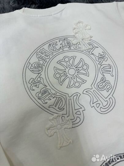 Свитшот Chrome Hearts белый с нашивными крестами