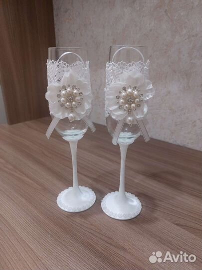 Свадебные бокалы ручной работы