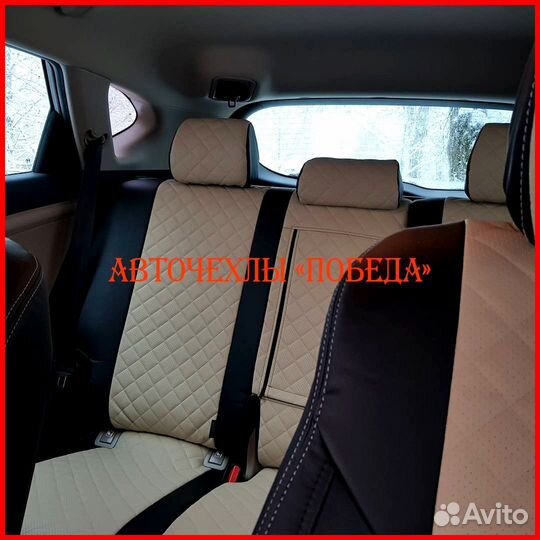 Чехлы Hyundai Tucson 3 из экокожи чёрно-бежевые