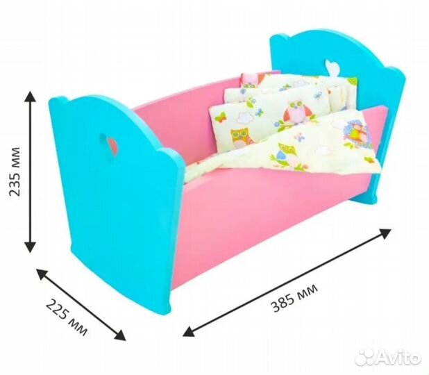 Кроватка для кукол, люлька, мебель кукольная