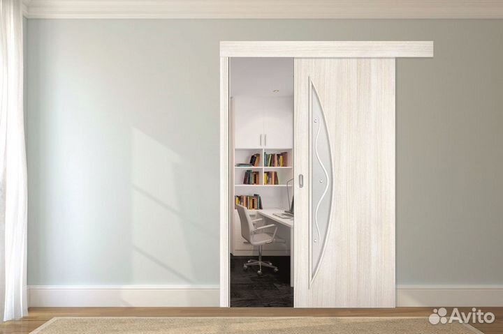 Двepь откатная глухая