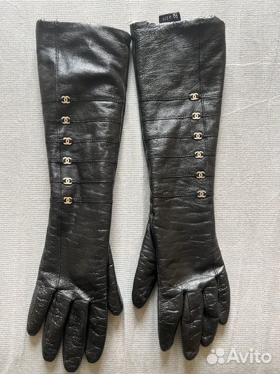 Удлиненные кожаные перчатки