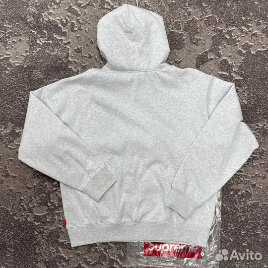 Supreme зип худи серая