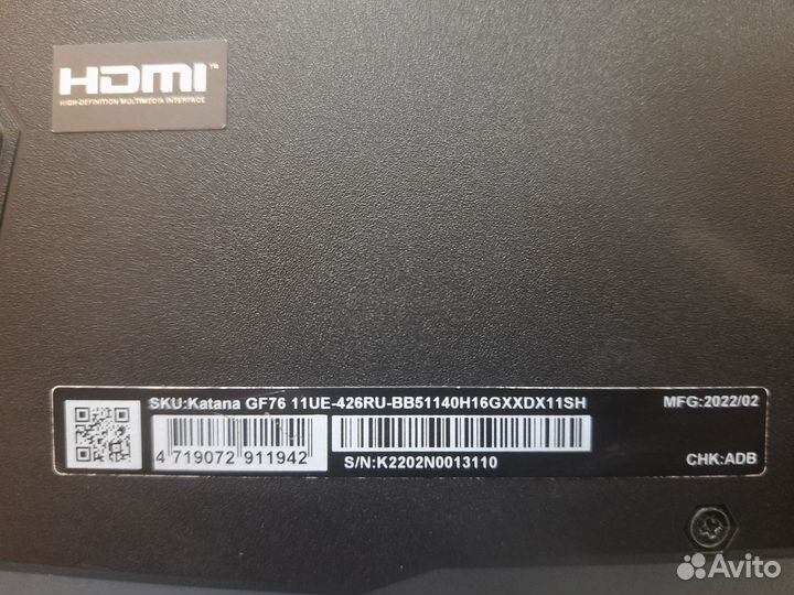 Ноутбук MSI Katana GF76 11UE-426RU