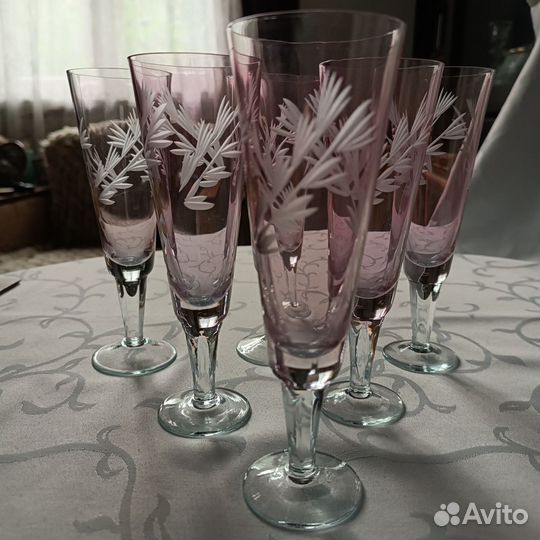 Бокалы, 6 шт, цветное стекло