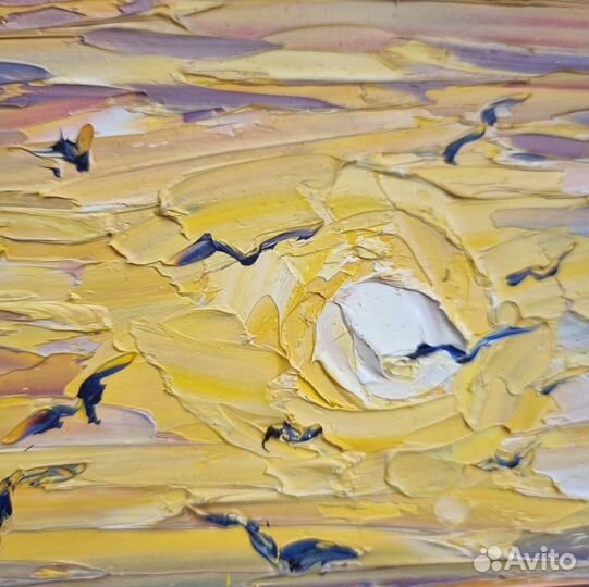 Картина маслом пейзаж с лодкой закат солнце море