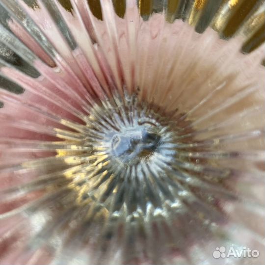 Ваза на ножке старое стекло редкая Бабочки Травки