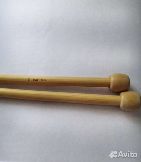 Спицы для вязания бамбуковые, 9 мм