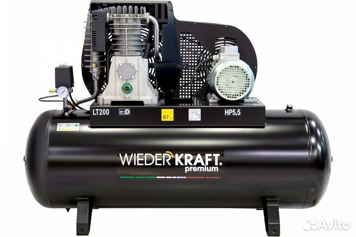 Стационарный воздушный компрессор 200л 606л/мин wiederkraft WDK-92060