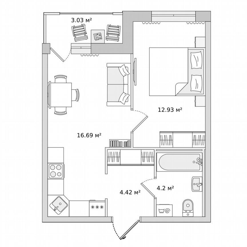 1-к. квартира, 37,3 м², 4/9 эт.