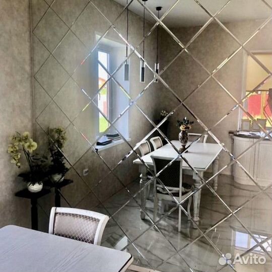 Зеркальное панно с фацетом. Зеркало с подсветкой