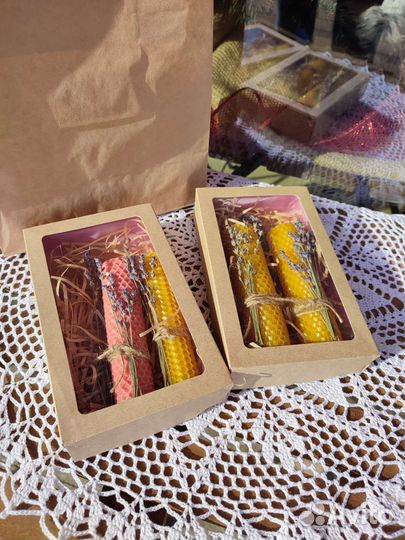 Свечи восковые из вощины 2шт, подарок