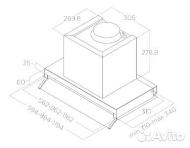 Встр. вытяжка Elica boxin LX/BL MAT/A/60