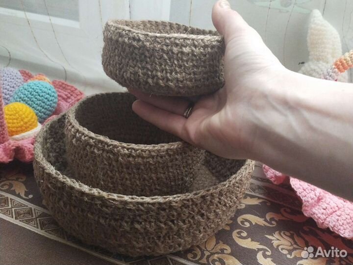 Набор корзинок из джута