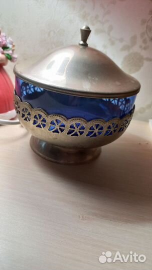 Ваза конфетница джемница. Мельхиор