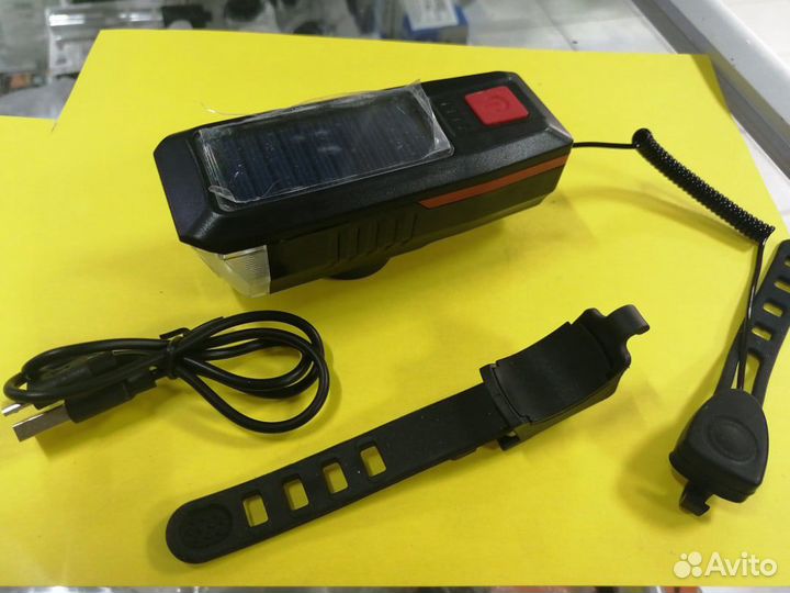 Велофонарь + звонок (2 в 1) на аккумуляторе