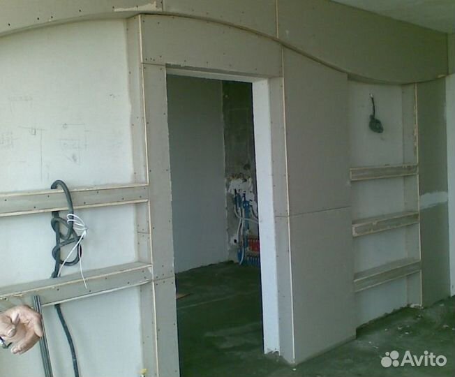 Монтаж гипсокартона стены, ниши, потолок перегород