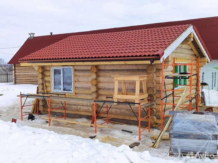 Срубы бань, домов из оцилиндрованного бревна