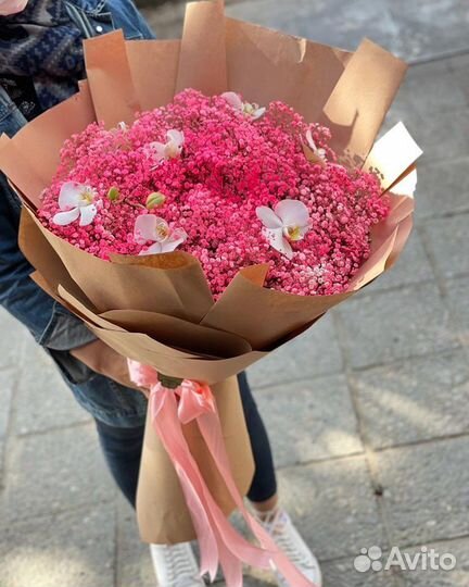 Букеты из Разных Цветов Гипсофилы. Доставка Цветов