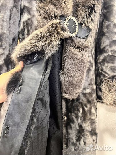 Шуба мутон песец