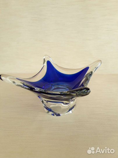 Конфетница синее стекло