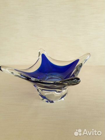 Конфетница синее стекло