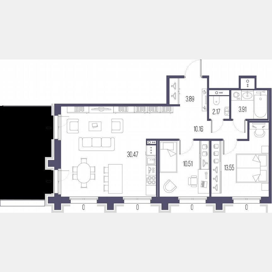 2-к. квартира, 74,7 м², 2/10 эт.