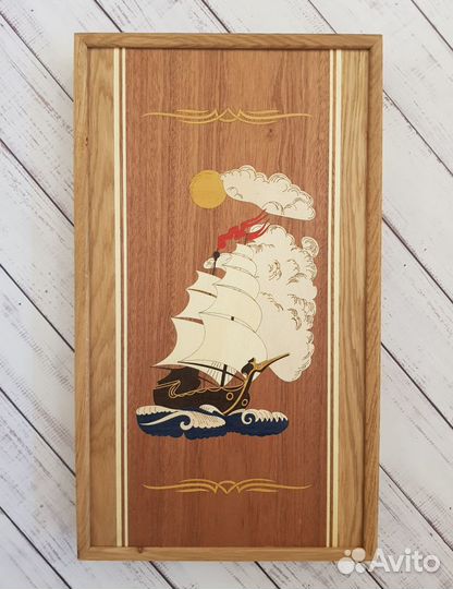 Нарды Парусник в стиле маркетри