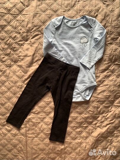 Лосины (3 пары) + боди новый + свитшот на флисе