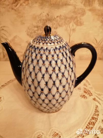 Кофейник 1.2 л кобальтовая сеточка лфз