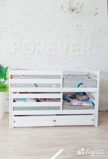 Кровать двухьярусная выдвижная с ящиками