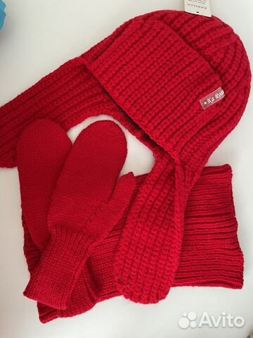 Комплект шапка, шарф и варежки