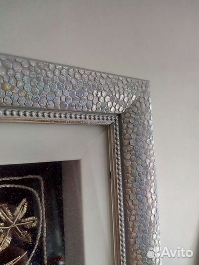 Панно картина Павлин в рамке перламутр Индия