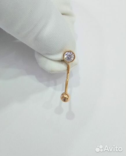 Пирсинг с синтетическим камнем Золото